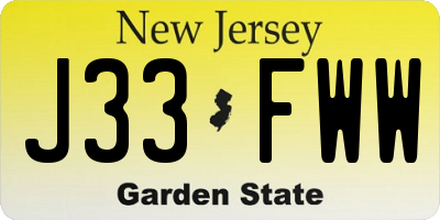 NJ license plate J33FWW