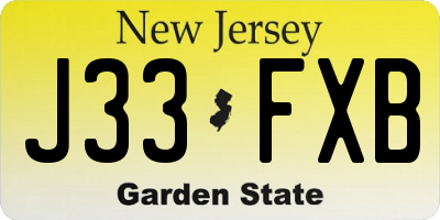 NJ license plate J33FXB
