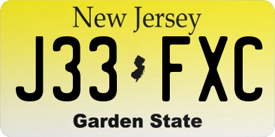 NJ license plate J33FXC