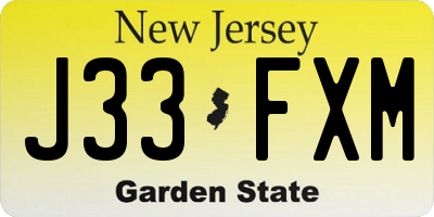 NJ license plate J33FXM