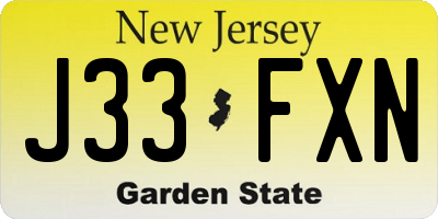 NJ license plate J33FXN