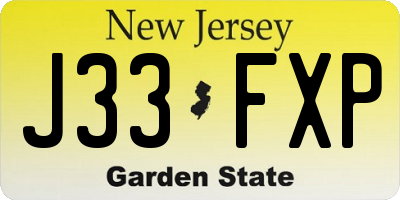 NJ license plate J33FXP