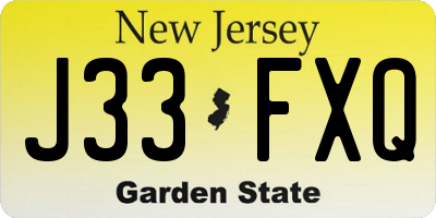 NJ license plate J33FXQ