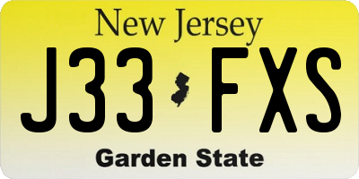 NJ license plate J33FXS