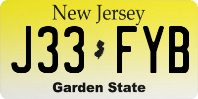 NJ license plate J33FYB