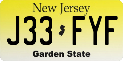 NJ license plate J33FYF