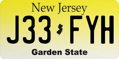 NJ license plate J33FYH