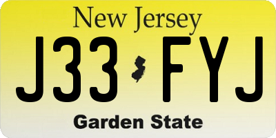 NJ license plate J33FYJ