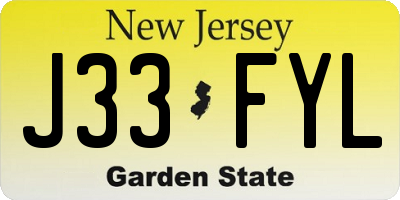 NJ license plate J33FYL