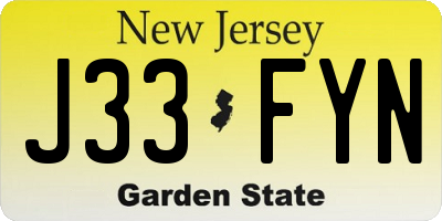 NJ license plate J33FYN