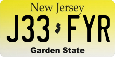 NJ license plate J33FYR