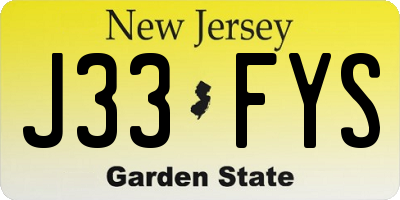 NJ license plate J33FYS