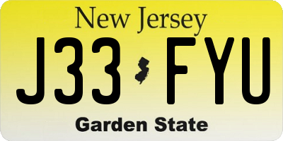 NJ license plate J33FYU
