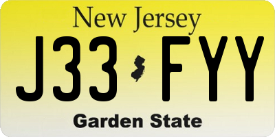 NJ license plate J33FYY