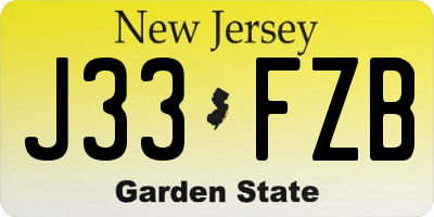 NJ license plate J33FZB