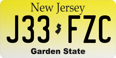 NJ license plate J33FZC