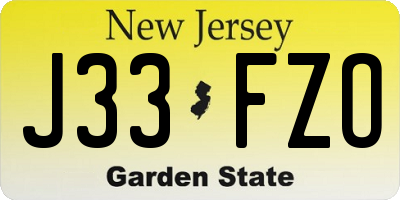 NJ license plate J33FZO