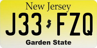 NJ license plate J33FZQ