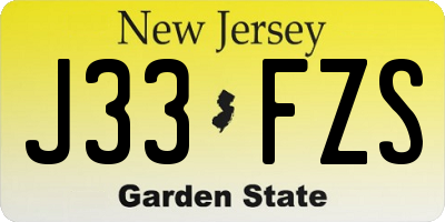 NJ license plate J33FZS