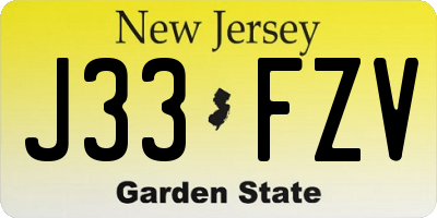 NJ license plate J33FZV