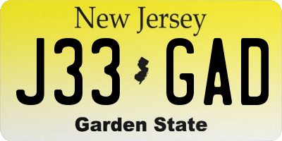 NJ license plate J33GAD