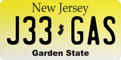 NJ license plate J33GAS