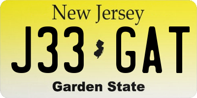 NJ license plate J33GAT