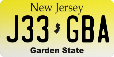 NJ license plate J33GBA