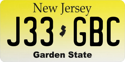 NJ license plate J33GBC