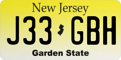 NJ license plate J33GBH