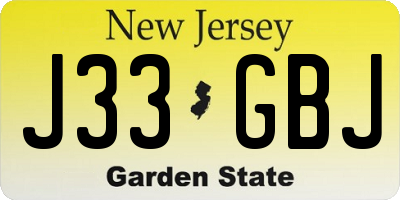 NJ license plate J33GBJ