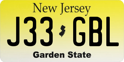 NJ license plate J33GBL