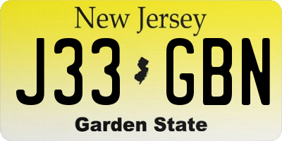 NJ license plate J33GBN