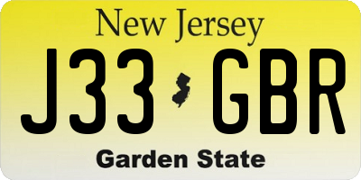 NJ license plate J33GBR