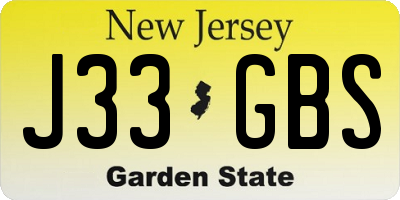 NJ license plate J33GBS