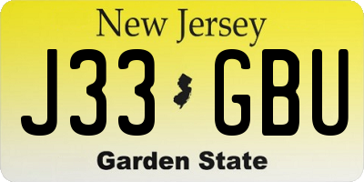 NJ license plate J33GBU