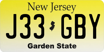 NJ license plate J33GBY