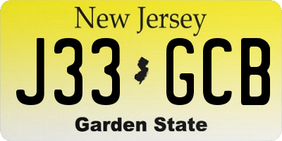 NJ license plate J33GCB