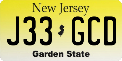 NJ license plate J33GCD