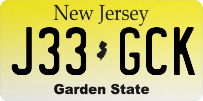 NJ license plate J33GCK