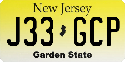 NJ license plate J33GCP