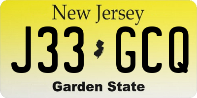 NJ license plate J33GCQ