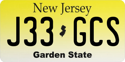 NJ license plate J33GCS