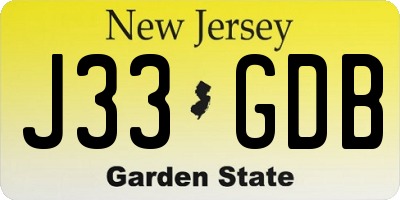 NJ license plate J33GDB