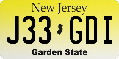 NJ license plate J33GDI
