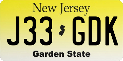 NJ license plate J33GDK