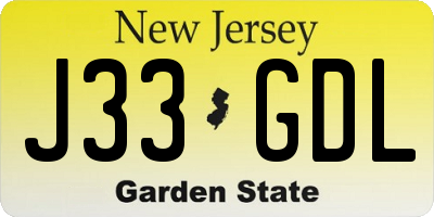 NJ license plate J33GDL