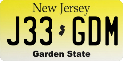 NJ license plate J33GDM