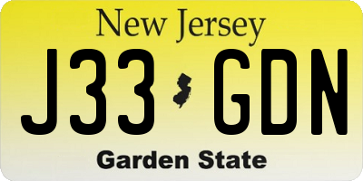 NJ license plate J33GDN