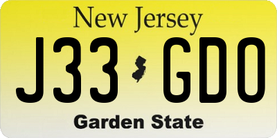 NJ license plate J33GDO